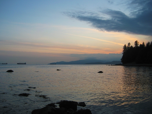 Sunset, English Bay from Stanley Park Seawall, Vancouver, British Columbia