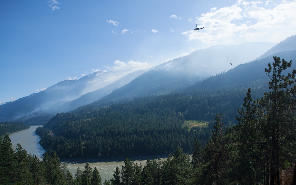 Helicopter Water Bomber, Lytton Forest Fire, British Columbia, Canada, 2015