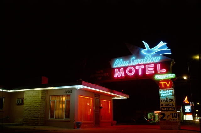 Neon and Night, Blue Swallow Motel, Route 66, Tucumcari, New Mexico