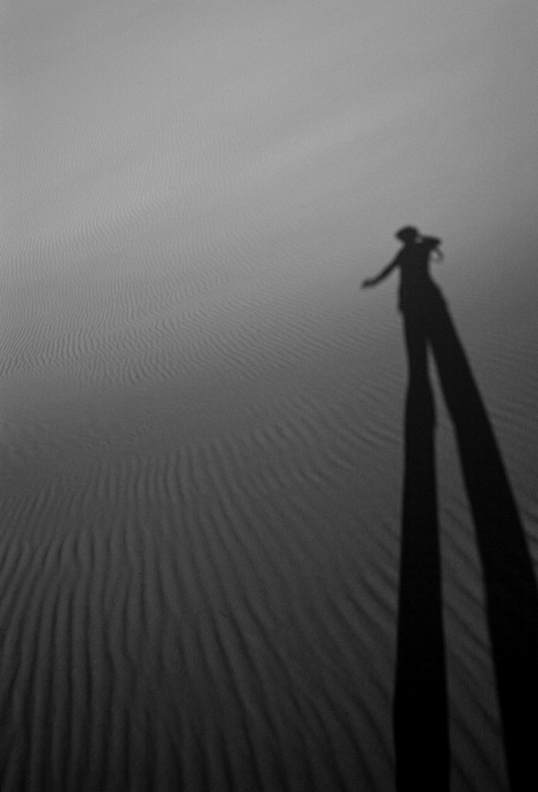 Shadow in the Sand, Ming Sha Shan, The Mountains of Singing, Sands, Dunhuang, Gansu Province, The People's Republic of China
