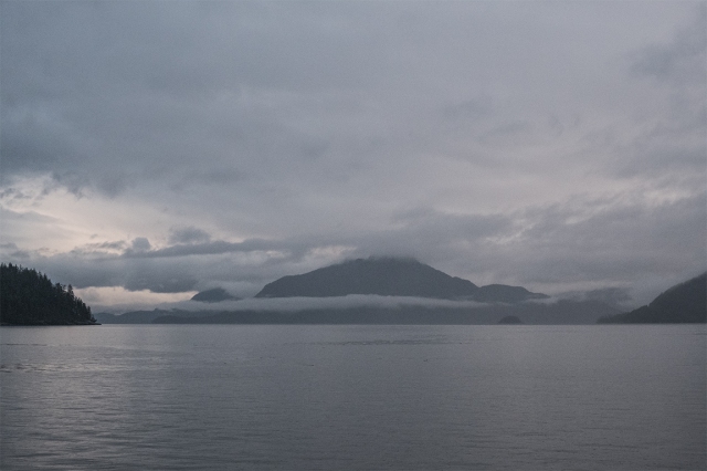 Island Cradled in the Clouds, Howe Sound, Sea to Sky Highway, From Britannia Beach, British Columbia, Canada