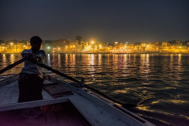 Golden, The Ganga, (Ganges River), Varanasi, Uttar Pradesh, India