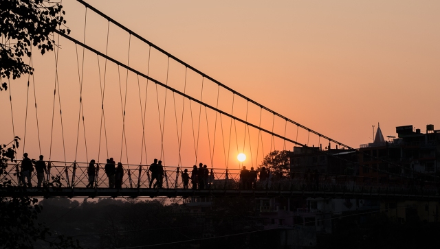 Sunset, Laxman Jhula Bridge, Rishikesh, Uttarakhand, India