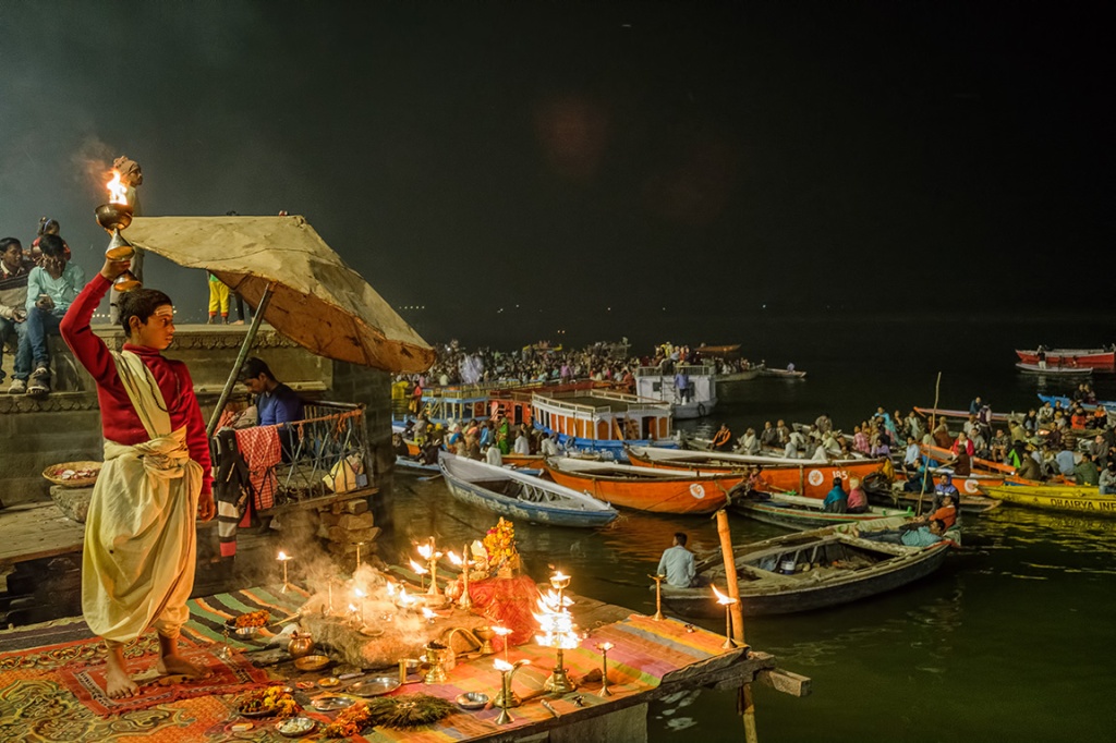 Fire and the Boy, The Ganga (Ganges River), Dashashwamedh Ghat, Varanasi, Uttar Pradesh, India copy