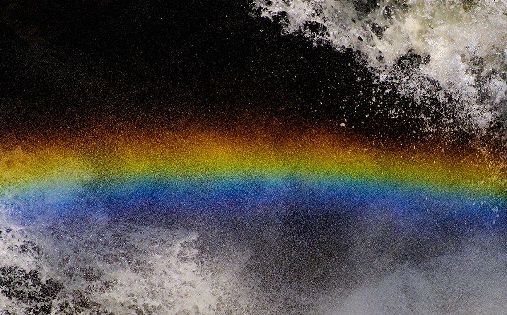 Rainbow in the Maelstrom, Athabasca Falls, Athabasca River, Jasper National Park, Alberta, Canada