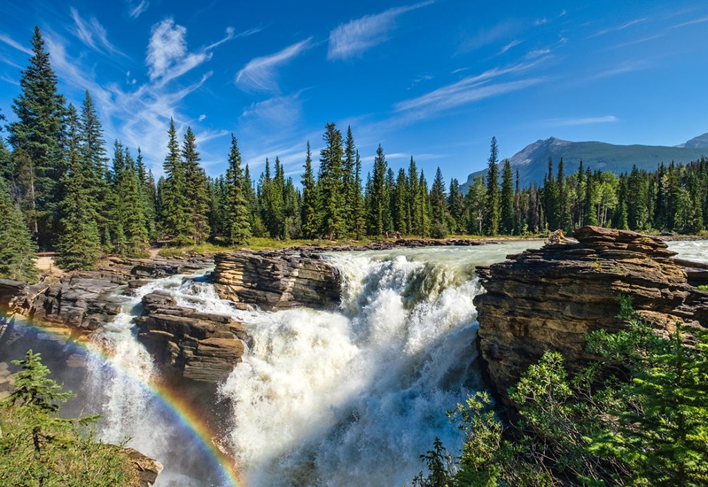 Rainbow in the Spray, Athabasca Falls, Athabasca River, Icefields Parkway, Jasper National Park, Alberta, Canada II