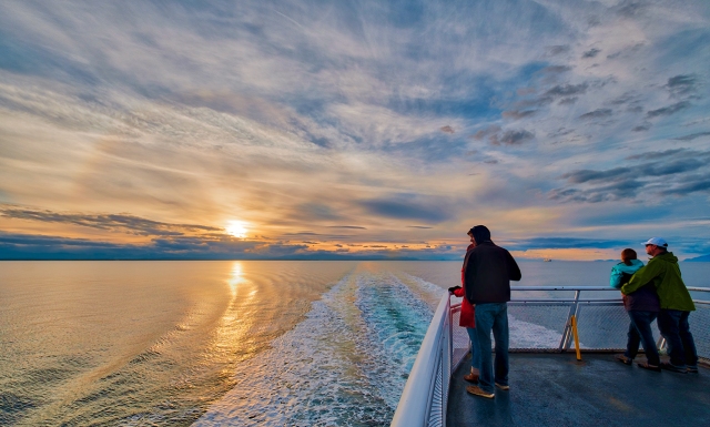Sunset, The Strait of Georgia, BC Ferries, Nanaimo to Horseshoe Bay, British Columbia, Canada