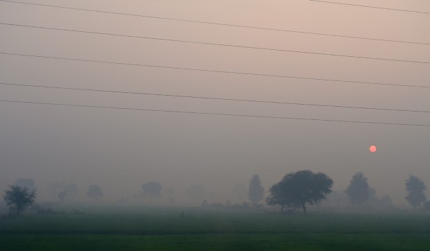 Smokey Sunrise, Delhi to Agra Train, Uttar Pradesh, India