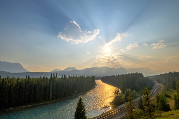 Storm Mountain and CN Railway, Banff National Park, Alberta, Canada