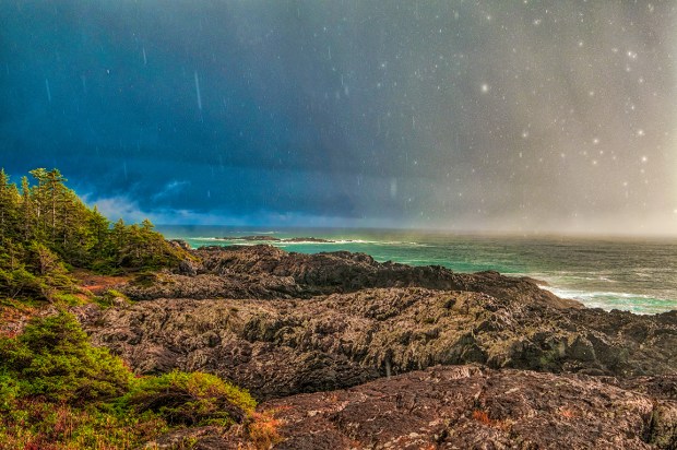 Sun Shower, Wild Pacific Trail, Ucluelet, Vancouver Island, British Columbia, Canada