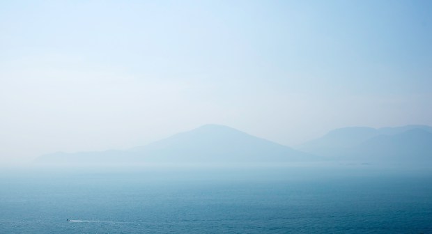 Hazy Sea to Sky, Howe Sound, Sea to Sky Highway, Near Lions Bay, British Columbia, Canada