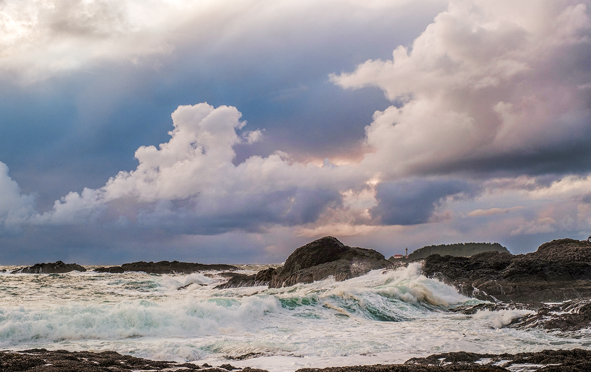 Lennard Island Lighthouse, from Frank Island, Chesterman Beach, Tofino, British Columbia, Canada