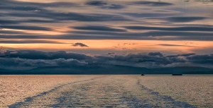 Sunset Crossing, BC Ferries, Nanaimo to Horseshoe Bay, Strait of Georgia, British Columbia, Canada