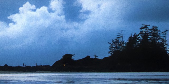 Three Figures, Frank Island, Chesterman Beach, Tofino, Vancouver Island, British Columbia, Canada