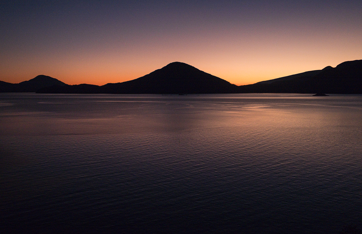 Golden Hour, Near Lions Bay, Sea to Sky Highway, Howe Sound, British Columbia, Canada