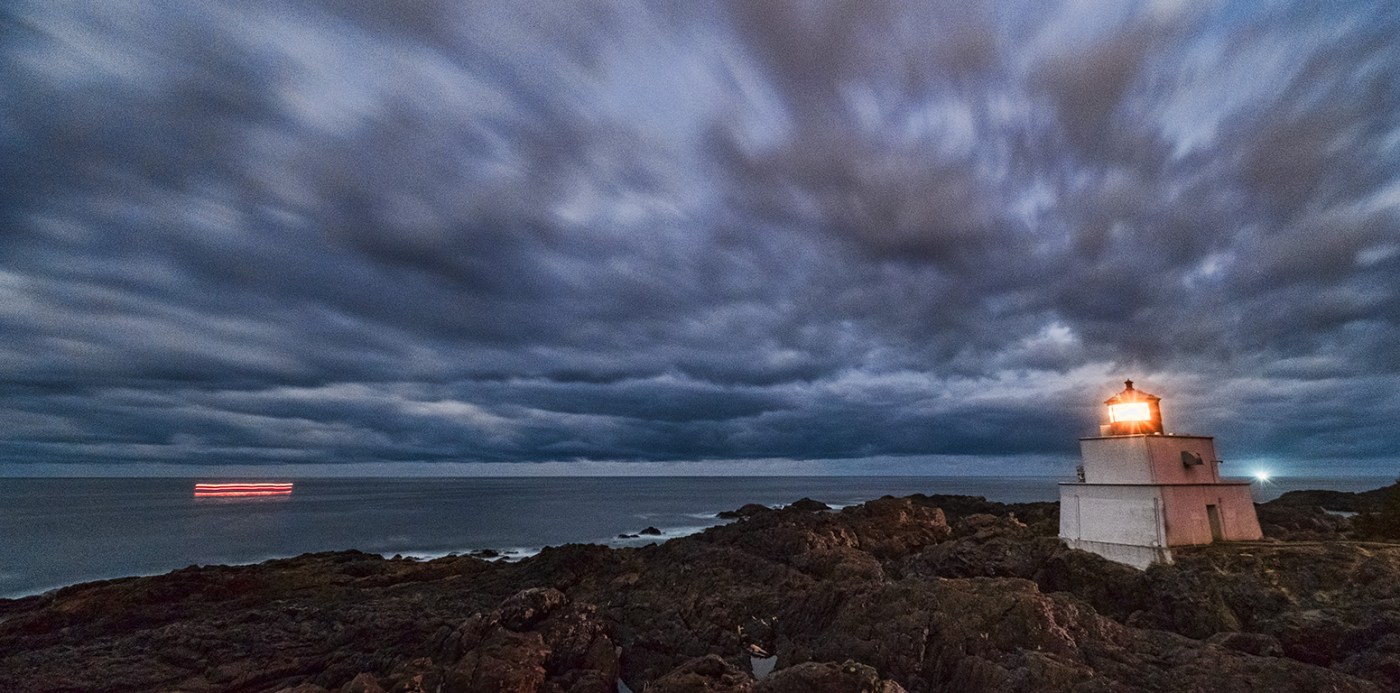 Amphitrite Night, Amphitrite Lighthouse, Wild Pacific Trail, Ucluelet, British Columbia, Canada