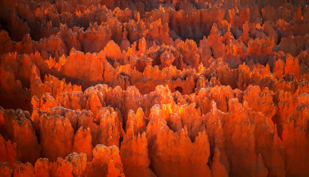 Bryce Canyon Fire, Hoodoos, Bryce Canyon National Park, Utah, United States of America