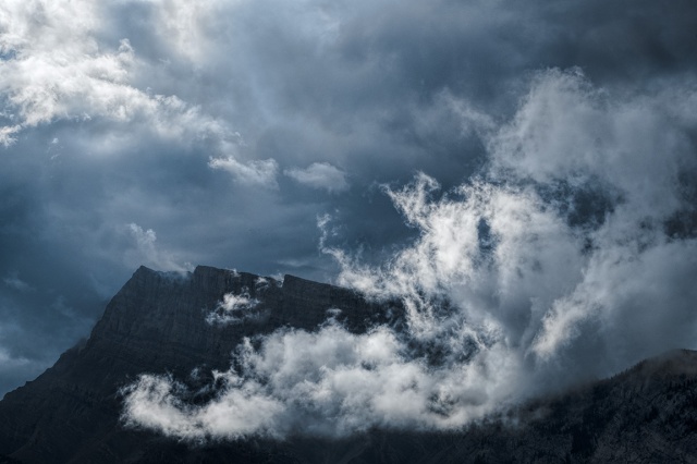 Cloud Over Rock, Banff National Park, From HI Banff Alpine Centre, Banff, Alberta, Canada