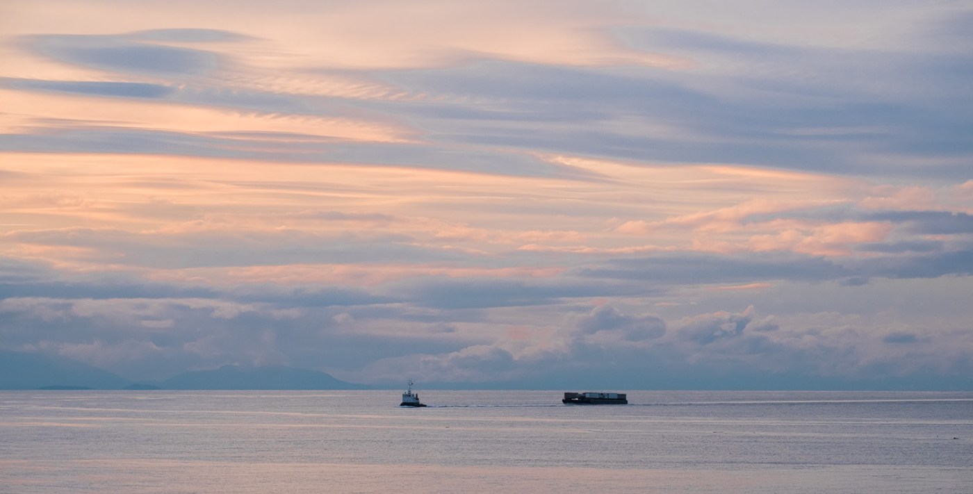Sunset, The Strait of Georgia, BC Ferries, Nanaimo to Horseshoe Bay, British Columbia, Canada