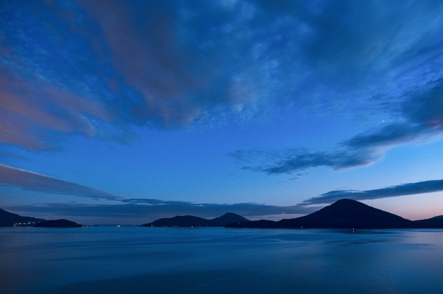 blue hour, howe sound, from sea to sky highway, british columbia, canada
