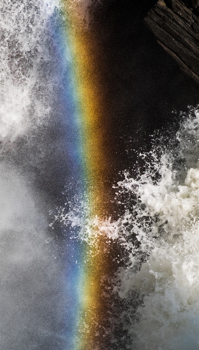 rainbow spray, athabasca falls, athabasca river, jasper national park, alberta, canada