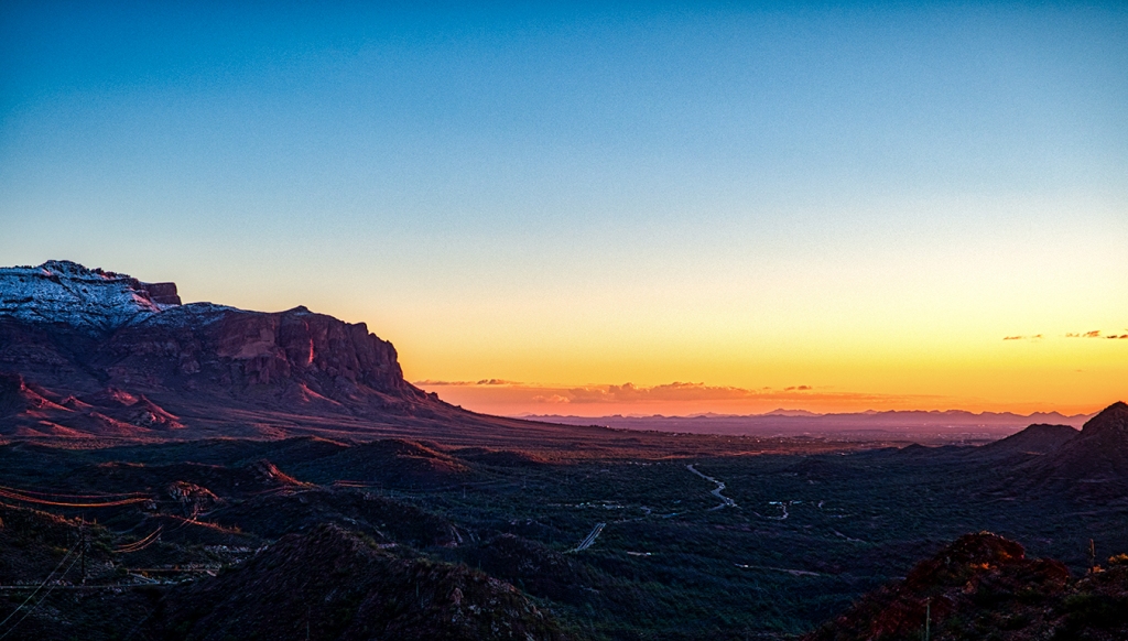 valley floor sunset, tonto national forest, looking toward mesa, arizona, united states of america