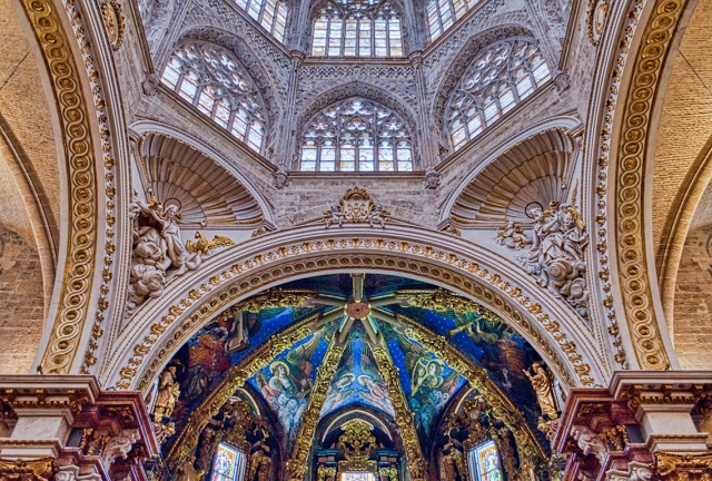 Saints and Angels, The Chancery and domes, Valencia Cathedral, Spain