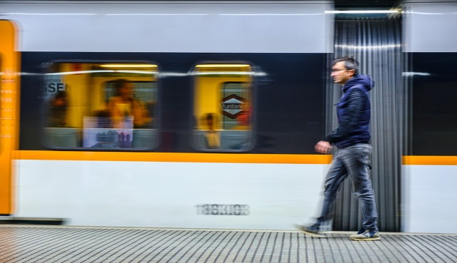 Motion Blur, Muntaner Station, Barcelona, Catalonia, Spain