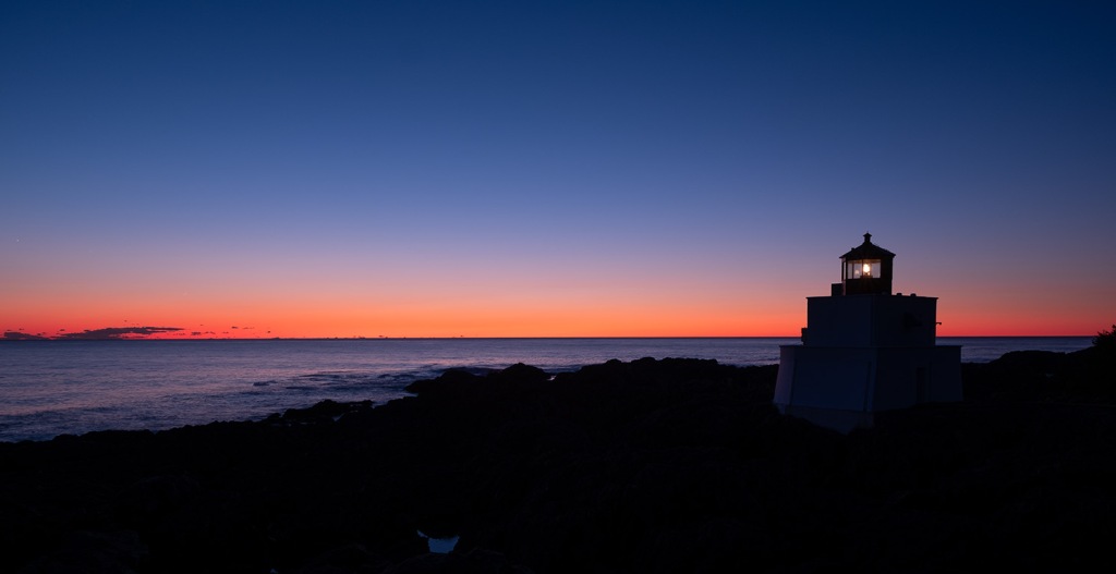 Hour of Cobalt, Amphitrite Point Lighthouse, Ucluelet, Vancouver Island, British Columbia, Canada