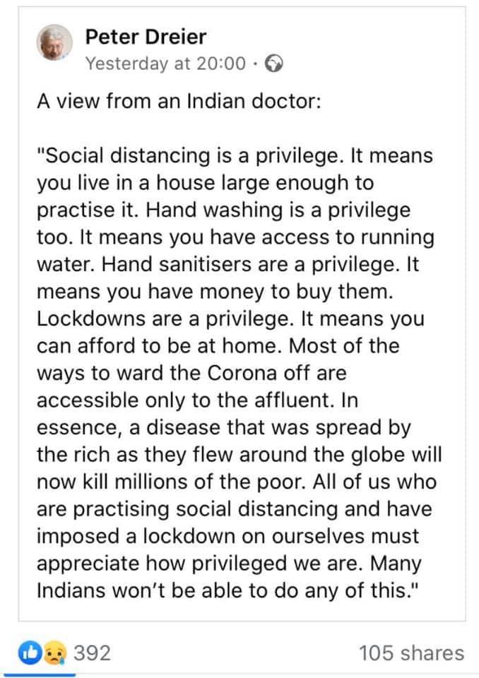 Social Distancing is a Privilege