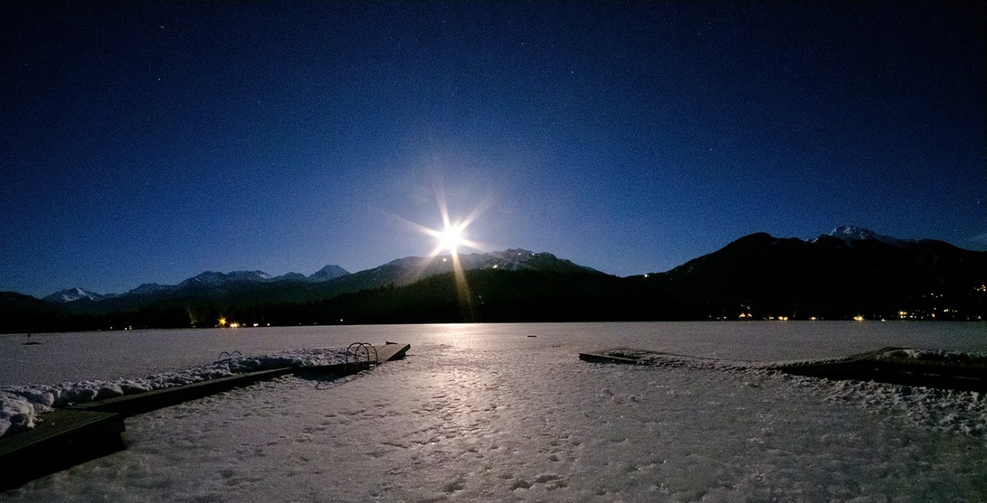 Moonset Over Blackcomb, Whistler, British Columbia, Canada