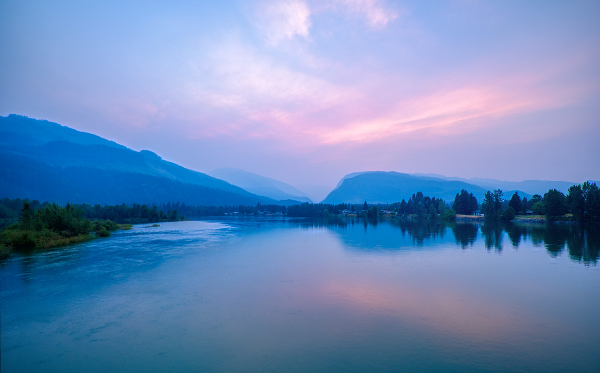 Reflective Fire, Revelstoke, Columbia River, British Columbia, Canada