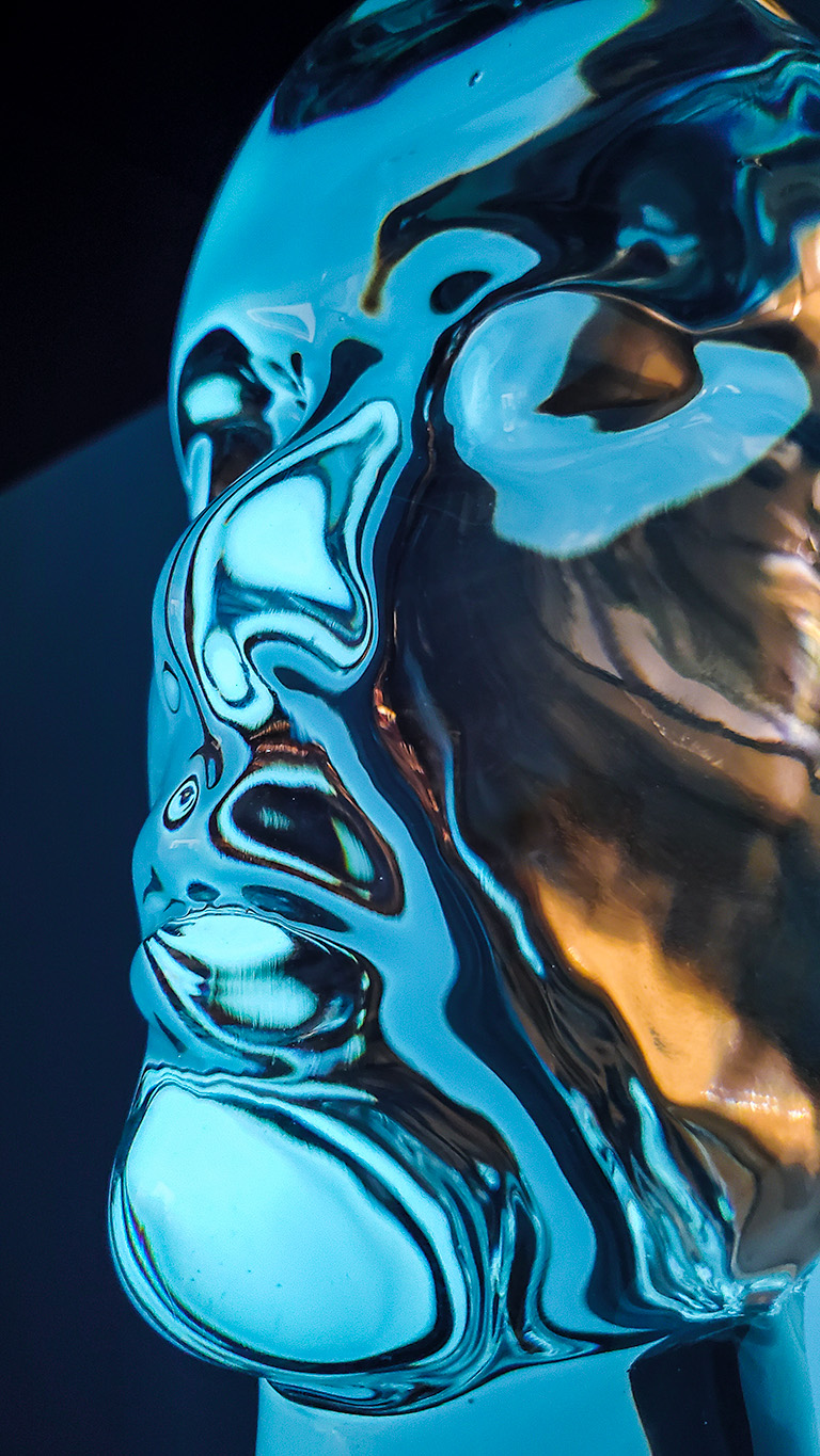 Glass Bust, an icy face