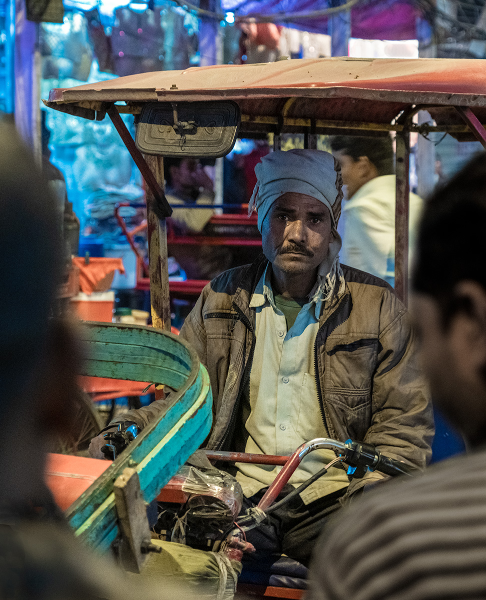 ad Eyes, Motorcycle Rickshaw Driver, Chandni Chowk, New Delhi, India