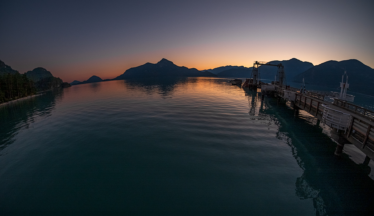Curvature of the Earth, Porteau Cove Provincial Park, Howe Sound, British Columbia, Canada