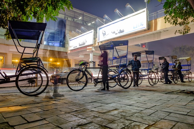 There Then Not, Bicycle Rickshaw Line, Lajpar Nagat Metro Station, New Delhi, India