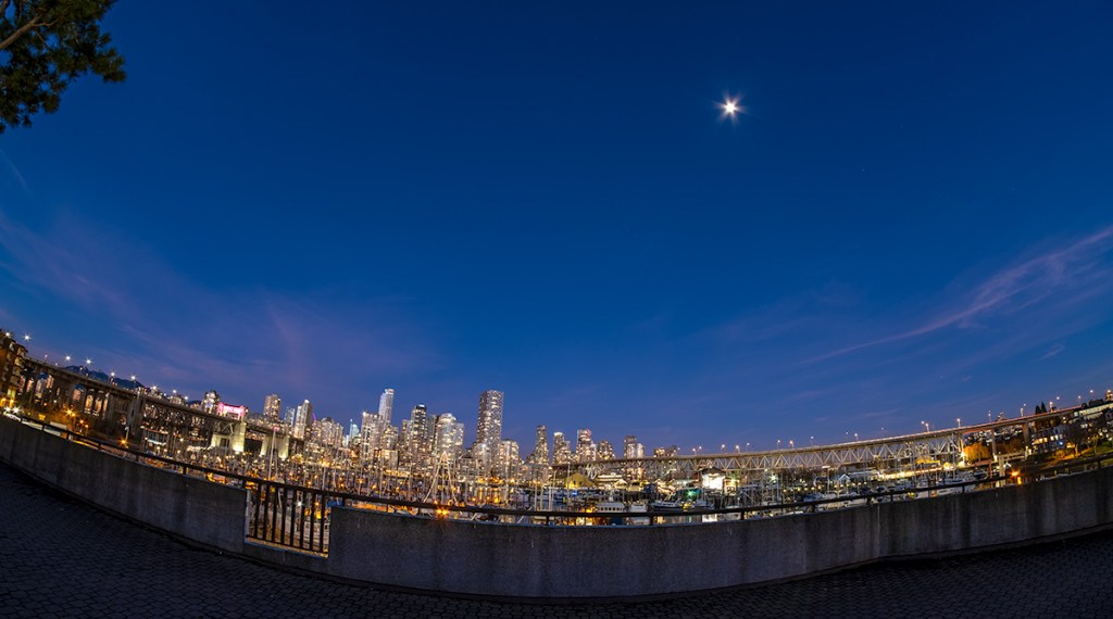 Urban Starlight Under a Brazen Moon, Vancouver, British Columbia, Canada
