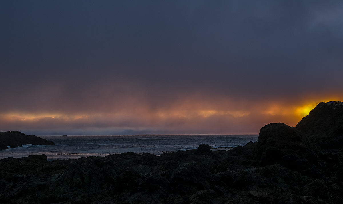 Golden Sunset, Amphitrite Point, Wild Pacific Trail, Ucluelet, Vancouver Island, British Columbia, Canada