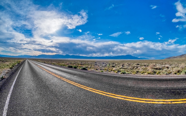 Glimmering Blacktop, U.S. HWY 50, Lincoln Highway, The Loneliest Road in America, Eureka, Nevada, United States of America