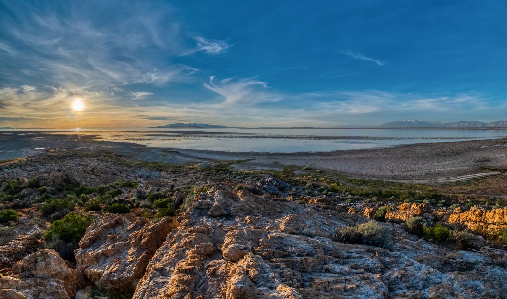 Salted Inner Sea, Egg Island Overlook, Antelope State Park, Great Salt Lake, Utah, United States of America