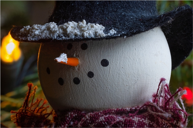 Cowboy Snowman Christmas Ornament, Macro Photograph, Focus Bracketed