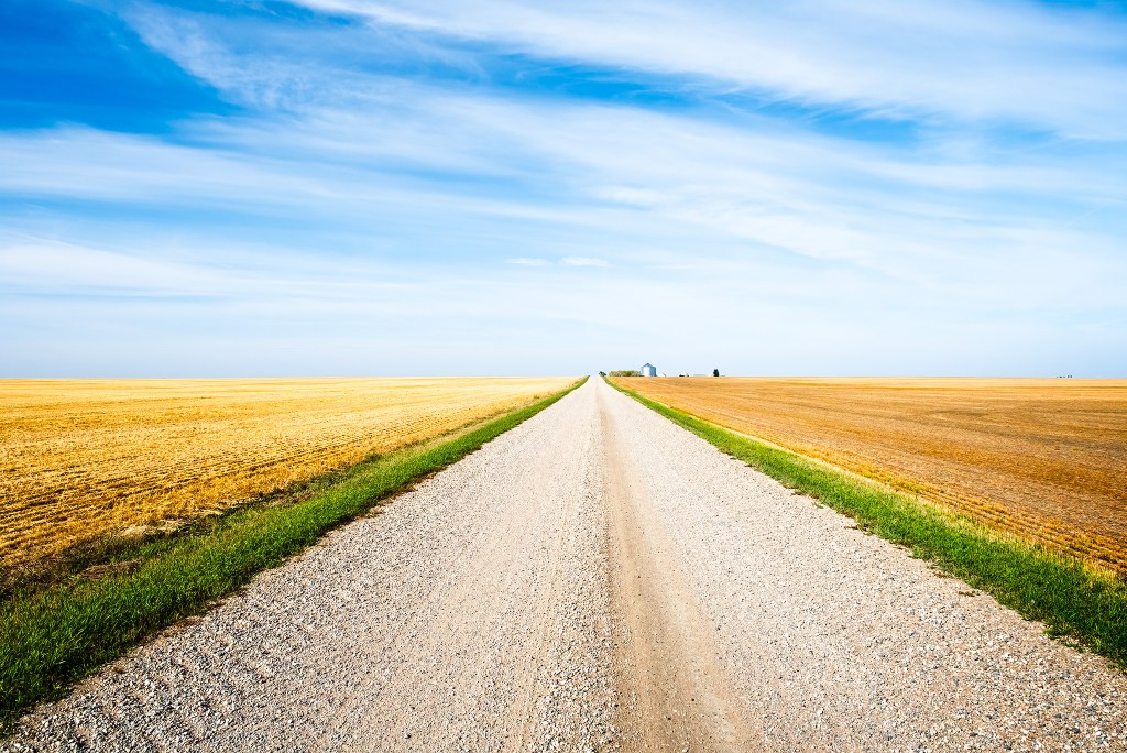 One Line on the Gravel Grid, Township Road 162, Grand Coulee, Saskatchewan, Canada