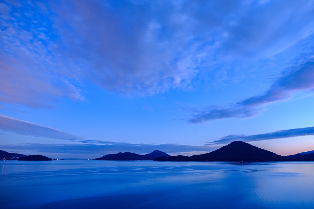 Gambier, Bowyer, Bowen and Horseshoe Bay, Howe Sound Sunset, Sea to Sky Highway, British Columbia, Canada
