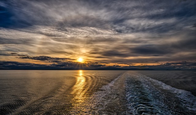 Old Sol Burned a Hole in the Sky, Nanaimo to Vancouver Ferry, Strait of Georgia, British Columbia, Canada