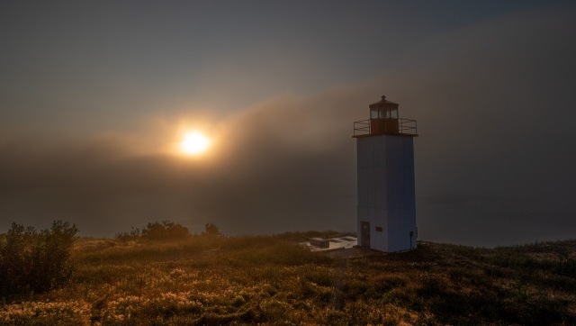 The Light in the Fog ~ Quaco Head Lighthouse- UNESCO Fundy Biosphere Reserve, St. Martins, New Brunswick, Canada