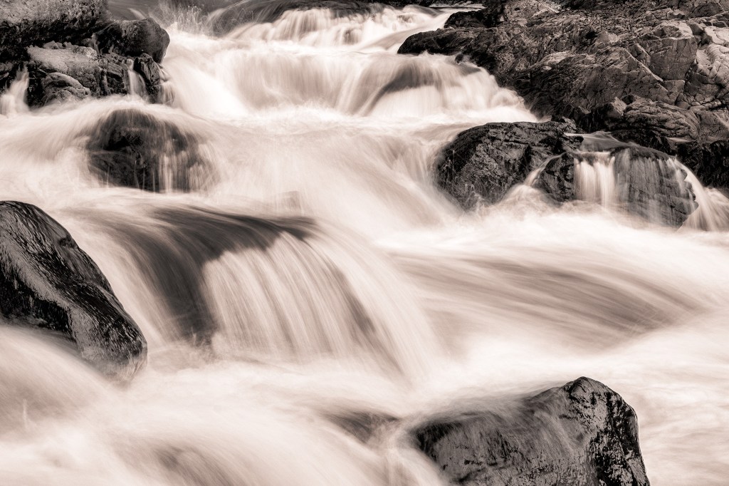 Converging Flow, Cheakamus River, Sea to Sky Highway between Squamish and Whistler, British Columbia, Canada