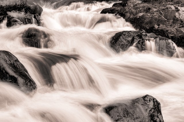 Converging Flow, Cheakamus River, Sea to Sky Highway between Squamish and Whistler, British Columbia, Canada