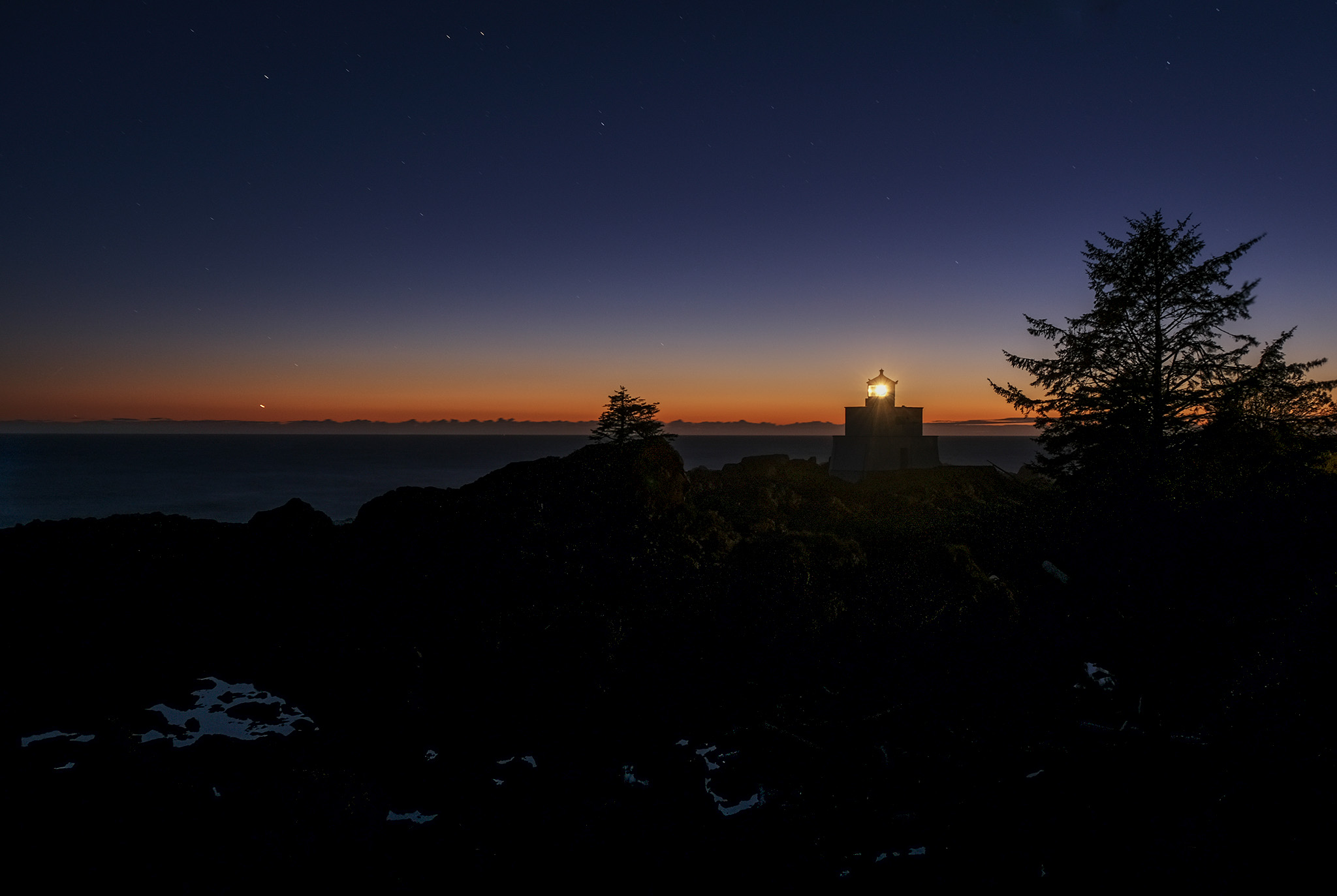 Beacons in the Night, Amphitrite Point Lighthouse, Ucluelet, Vancouver Island, British Columbia, Canada