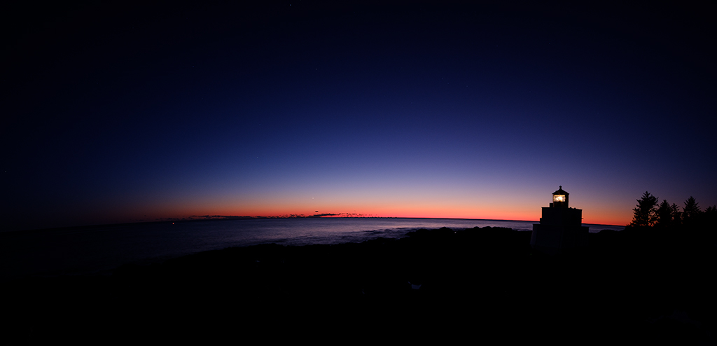 Blue Hour, Amphitrite Lighthouse, Wild Pacific Trail, Ucluelet, Vancouver Island, British Columbia, Canada