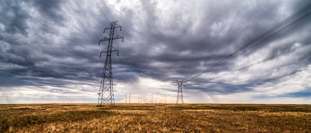 Power Lines, HWY 570, Sunnynook, Alberta, Canada